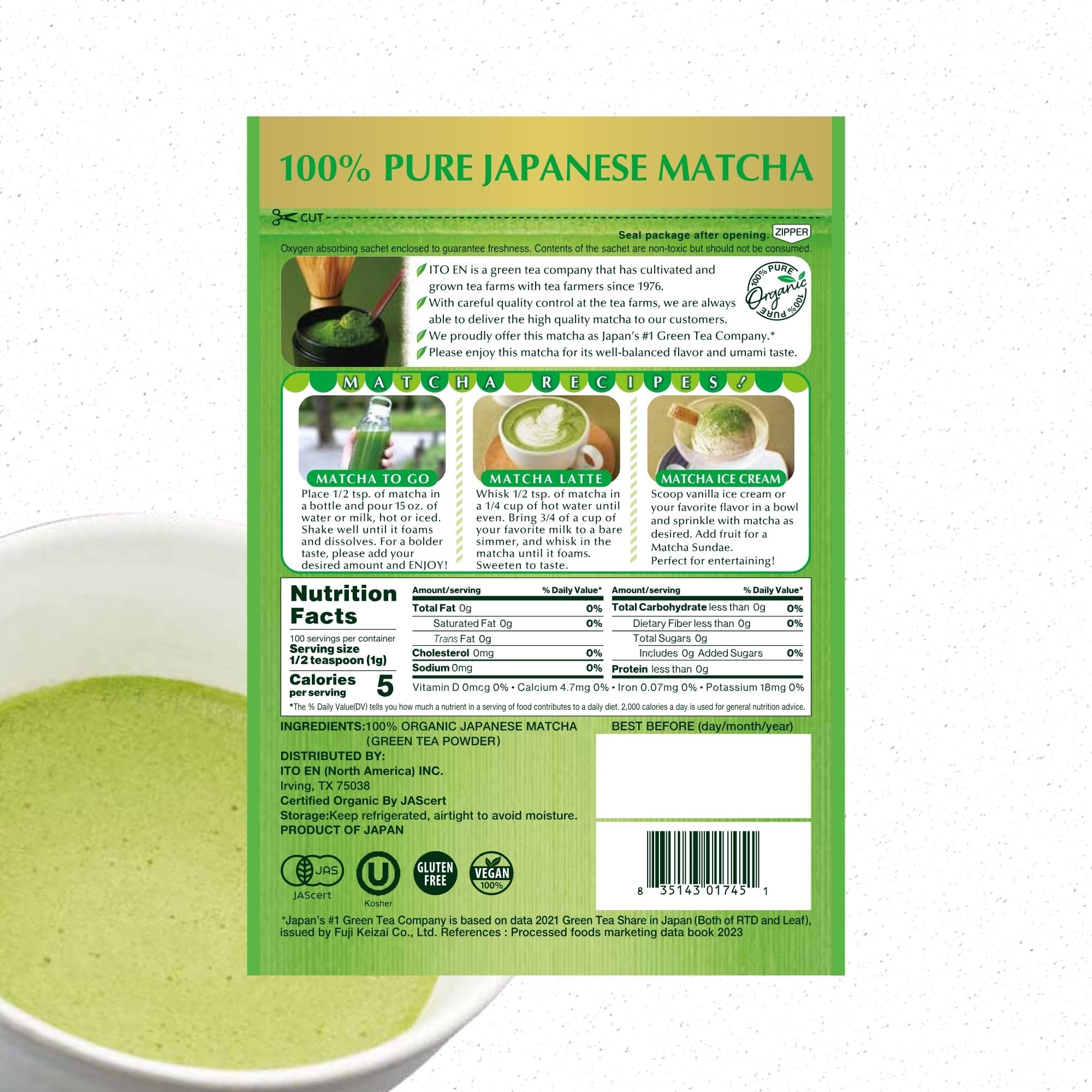 Amazon.com: Ito En Oi Ocha Organic Matcha 100g(3.53 oz) : Grocery